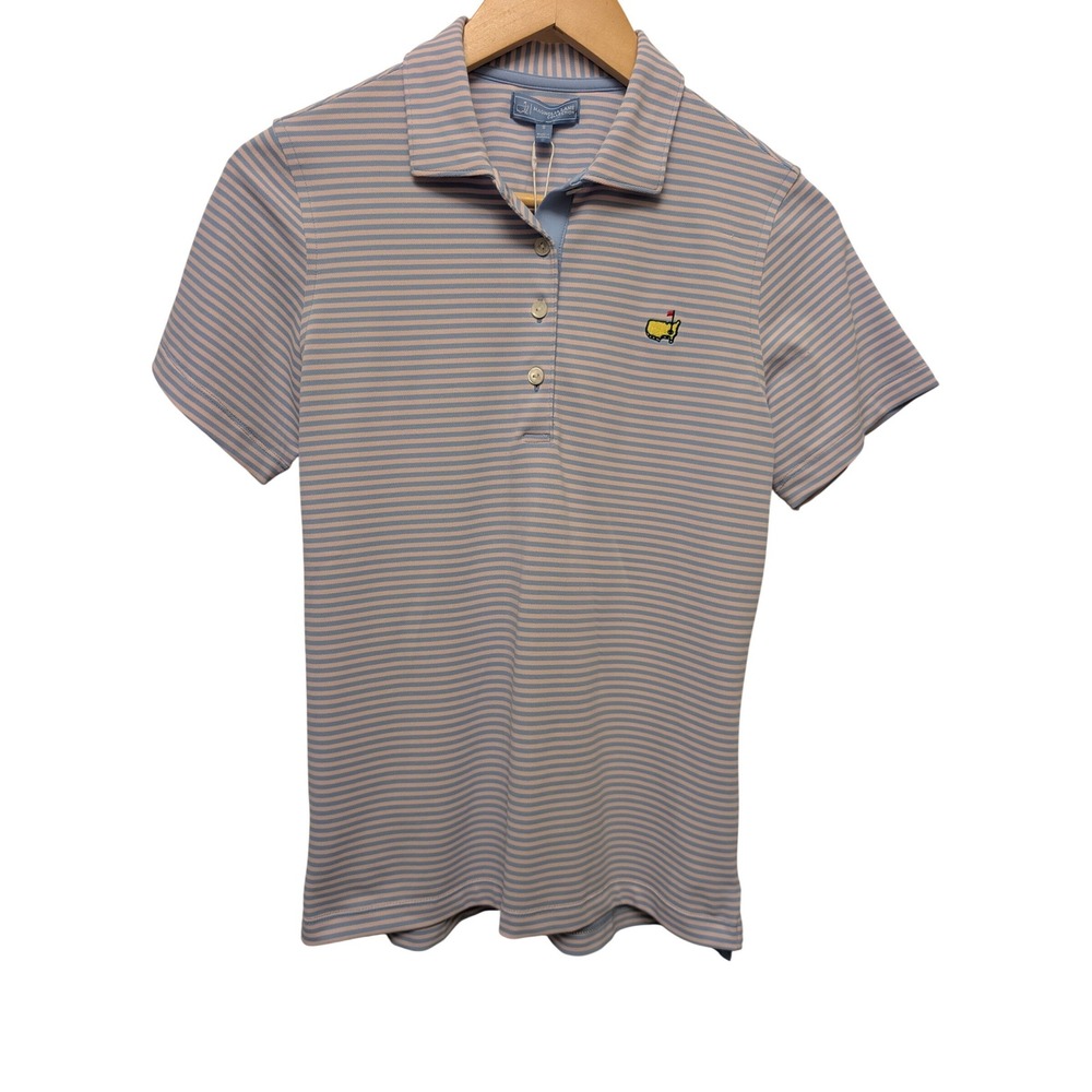 Magnolia Lane Masters Golf Polo Shirt Blue Pink Striped Women's S Sporty Preppy